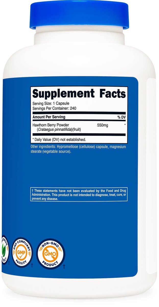 Nutricost Hawthorn Beeren Kapseln 550mg, 240 Kapseln, Vegetarierfreundlich, Nicht-GVO & Glutenfrei