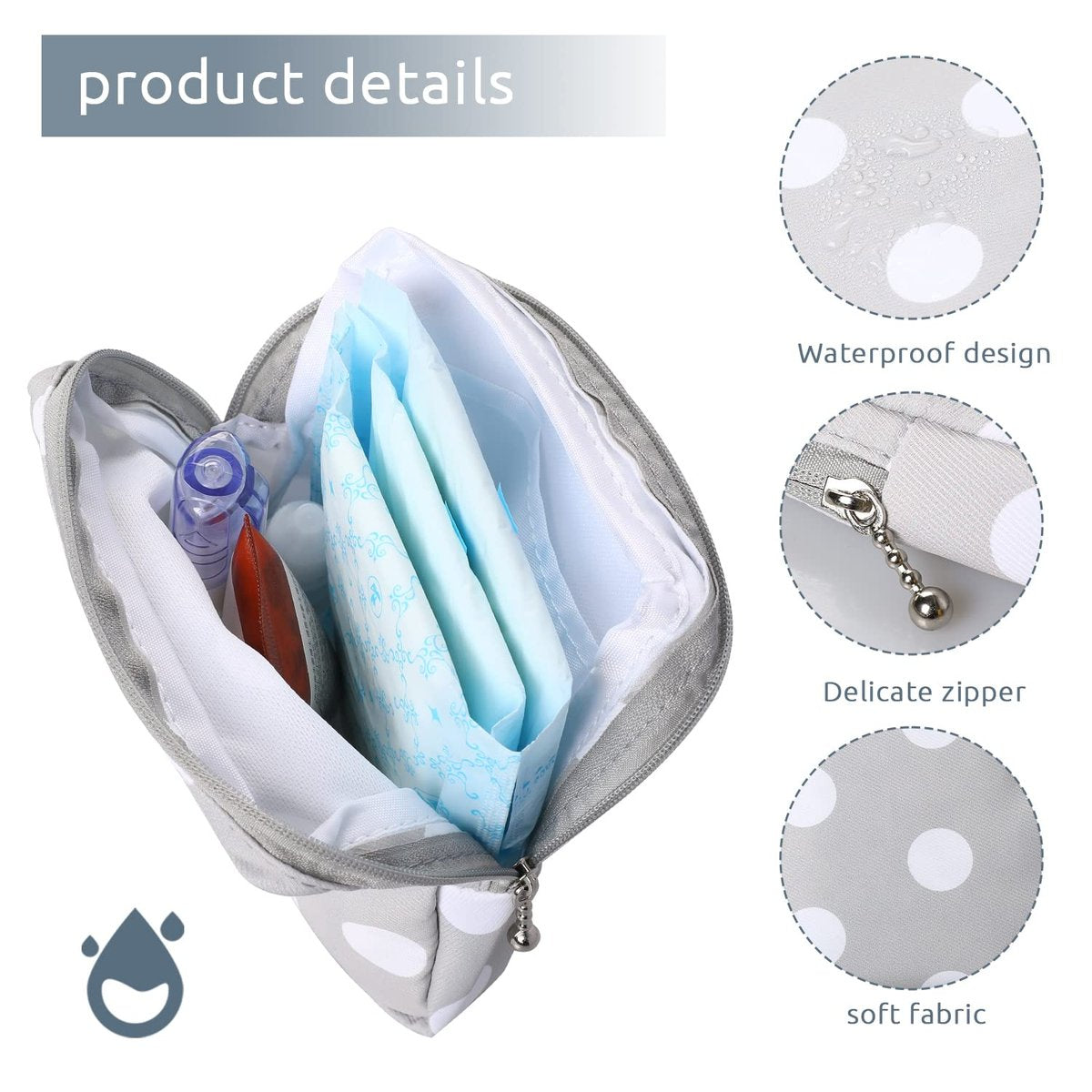 3-teilige Perioden-Tasche, Damenbinden-Aufbewahrungstasche, wiederverwendbare Menstruationsbinden-Tasche, Tampon-Aufbewahrungstasche für Frauen und Mädchen, für die Handtasche