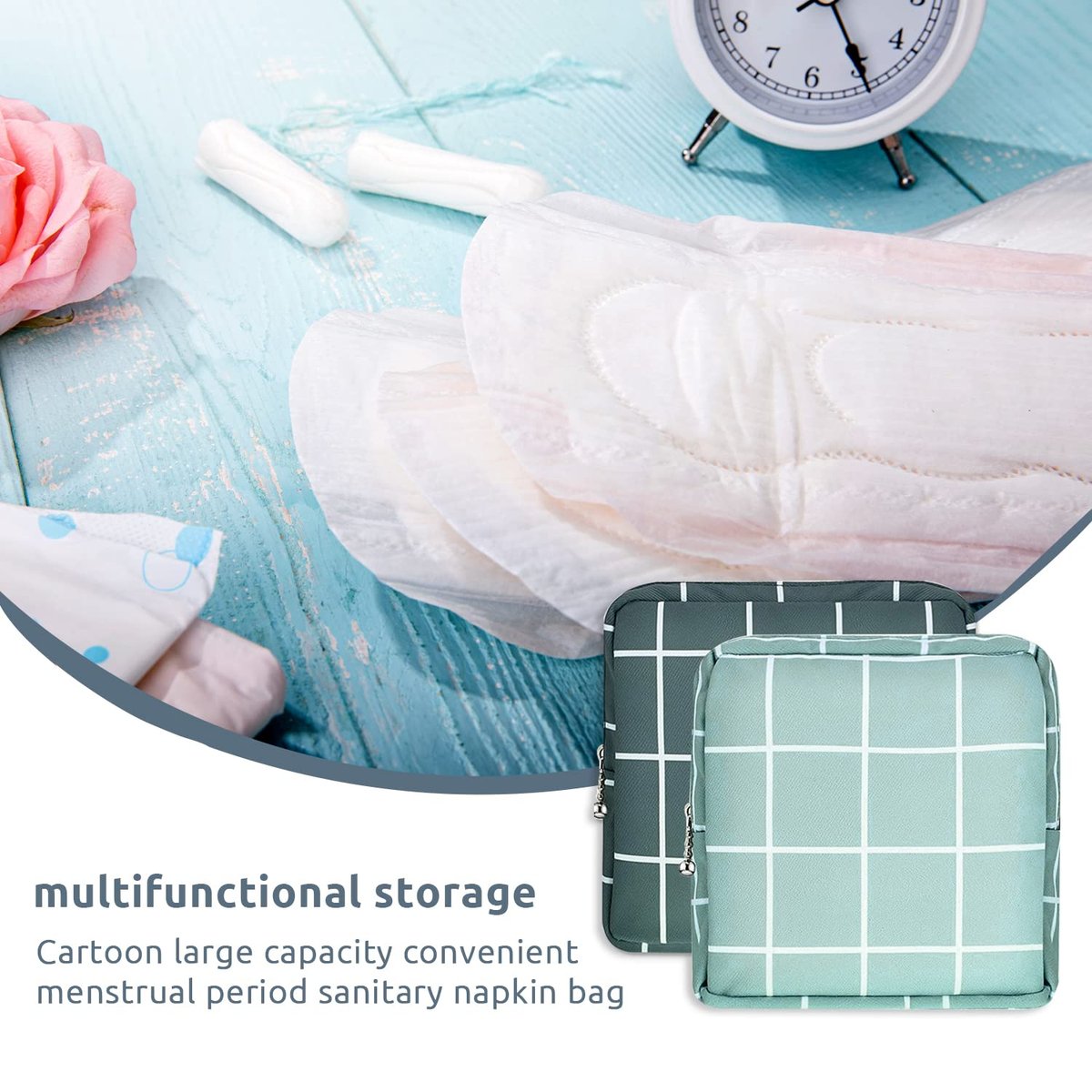 3-teilige Perioden-Tasche, Damenbinden-Aufbewahrungstasche, wiederverwendbare Menstruationsbinden-Tasche, Tampon-Aufbewahrungstasche für Frauen und Mädchen, für die Handtasche