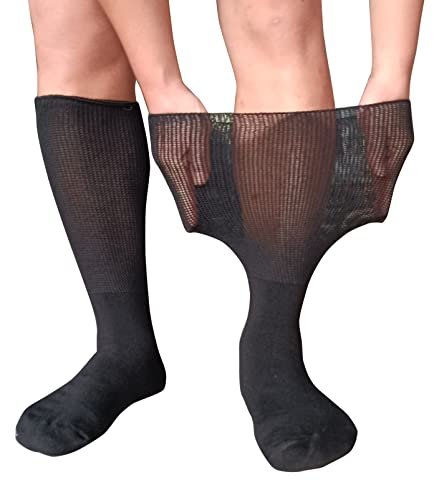 CIRZUEX Extrawide Socken für geschwollene Füße bei Diabetes, Walking-Boot-Einlage, nicht einschnürendes Krankenhaus-Bariatrie-Lymphödem-Socken für Damen und Herren