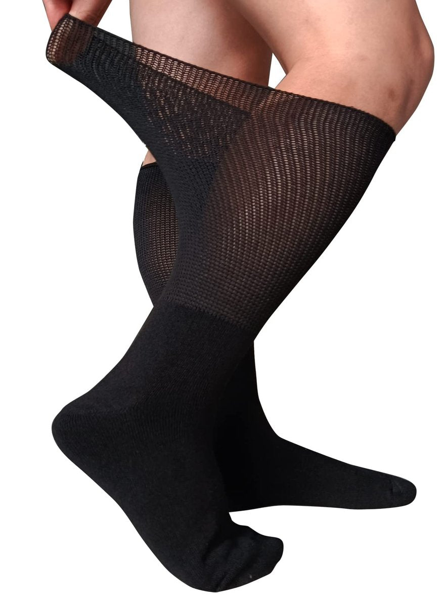 CIRZUEX Extrawide Socken für geschwollene Füße bei Diabetes, Walking-Boot-Einlage, nicht einschnürendes Krankenhaus-Bariatrie-Lymphödem-Socken für Damen und Herren