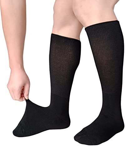 CIRZUEX Extrawide Socken für geschwollene Füße bei Diabetes, Walking-Boot-Einlage, nicht einschnürendes Krankenhaus-Bariatrie-Lymphödem-Socken für Damen und Herren