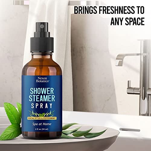 Eukalyptus & Pfefferminz Duschdampfer Spray 60 ml – Aromatherapie-Mist für Spa mit reinen natürlichen ätherischen Ölen – Erfrischendes Aroma für klare Atmung & Stimmungsaufhellung – Nexon Botanics
