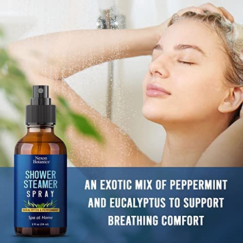 Eukalyptus & Pfefferminz Duschdampfer Spray 60 ml – Aromatherapie-Mist für Spa mit reinen natürlichen ätherischen Ölen – Erfrischendes Aroma für klare Atmung & Stimmungsaufhellung – Nexon Botanics