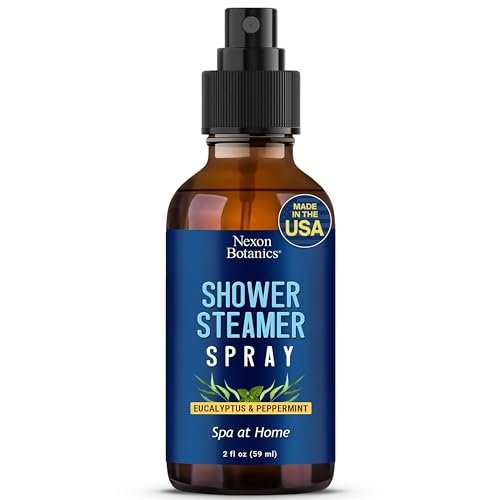 Eukalyptus & Pfefferminz Duschdampfer Spray 60 ml – Aromatherapie-Mist für Spa mit reinen natürlichen ätherischen Ölen – Erfrischendes Aroma für klare Atmung & Stimmungsaufhellung – Nexon Botanics