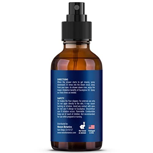 Eukalyptus & Lavendel Duschdampfer Spray 60 ml - Aromatherapie-Mist für Spa & Badezimmer - erfrischt die Luft, verbessert die Stimmung, sofortiger Deodorant - Nexon Botanics