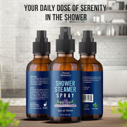 Eukalyptus & Lavendel Duschdampfer Spray 60 ml - Aromatherapie-Mist für Spa & Badezimmer - erfrischt die Luft, verbessert die Stimmung, sofortiger Deodorant - Nexon Botanics