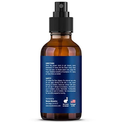 Eukalyptus & Pfefferminz Duschdampfer Spray 60 ml – Aromatherapie-Mist für Spa mit reinen natürlichen ätherischen Ölen – Erfrischendes Aroma für klare Atmung & Stimmungsaufhellung – Nexon Botanics