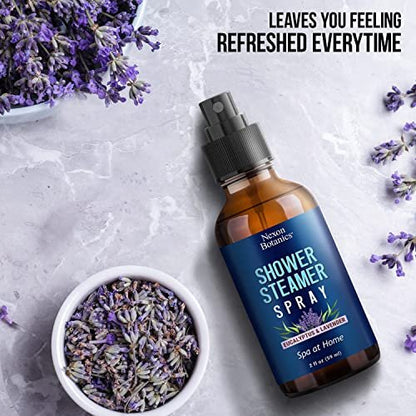 Eukalyptus & Lavendel Duschdampfer Spray 60 ml - Aromatherapie-Mist für Spa & Badezimmer - erfrischt die Luft, verbessert die Stimmung, sofortiger Deodorant - Nexon Botanics