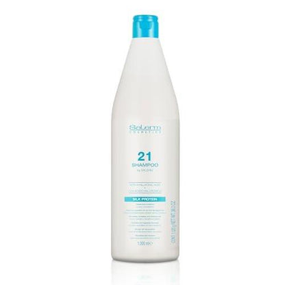 Salerm Hydrating Shampoo 21 Silk Protein - 1000 ml - Feuchtigkeitsshampoo für trockenes und geschädigtes Haar - mit Seidenproteinen - pflegt, repariert und belebt das Haar - Hitzeschutz