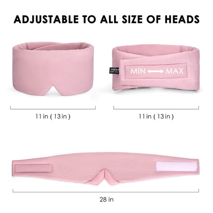 FRESHME Baumwoll-Schlafmaske – Handgefertigte Schlafbrille für Damen und Herren, Atmungsaktiv und Lichtundurchlässig, Rosa mit Reiseetui