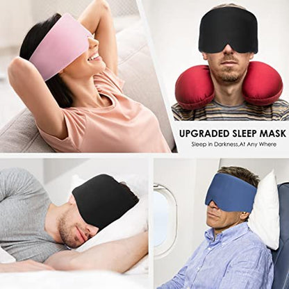 FRESHME Baumwoll-Schlafmaske – Handgefertigte Schlafbrille für Damen und Herren, Atmungsaktiv und Lichtundurchlässig, Rosa mit Reiseetui