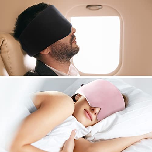 FRESHME Baumwoll-Schlafmaske – Handgefertigte Schlafbrille für Damen und Herren, Atmungsaktiv und Lichtundurchlässig, Rosa mit Reiseetui