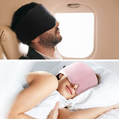 FRESHME Baumwoll-Schlafmaske – Handgefertigte Schlafbrille für Damen und Herren, Atmungsaktiv und Lichtundurchlässig, Rosa mit Reiseetui