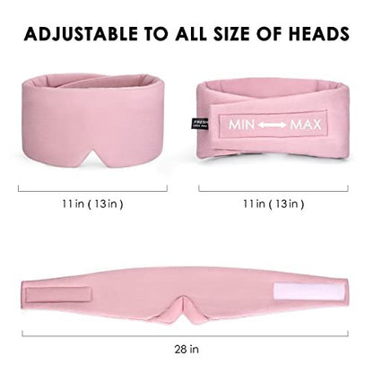 FRESHME Baumwoll-Schlafmaske – Handgefertigte Schlafbrille für Damen und Herren, Atmungsaktiv und Lichtundurchlässig, Rosa mit Reiseetui