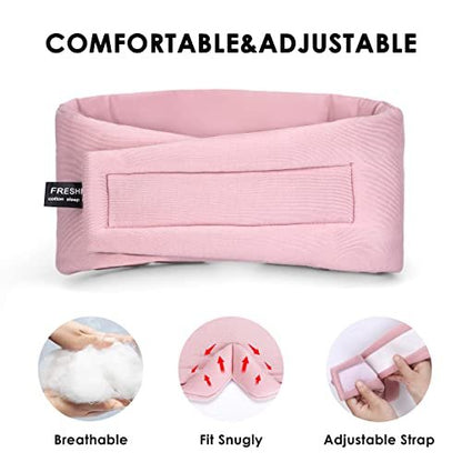 FRESHME Baumwoll-Schlafmaske – Handgefertigte Schlafbrille für Damen und Herren, Atmungsaktiv und Lichtundurchlässig, Rosa mit Reiseetui