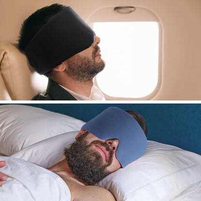 FRESHME Reine Handgefertigte Baumwoll-Schlafmaske - Lichtdichte Augenmaske mit verstellbarem Klettverschluss, weich und bequem, für Männer und Frauen, Reisen, Büro, Nickerchen, Flugzeug - Blau