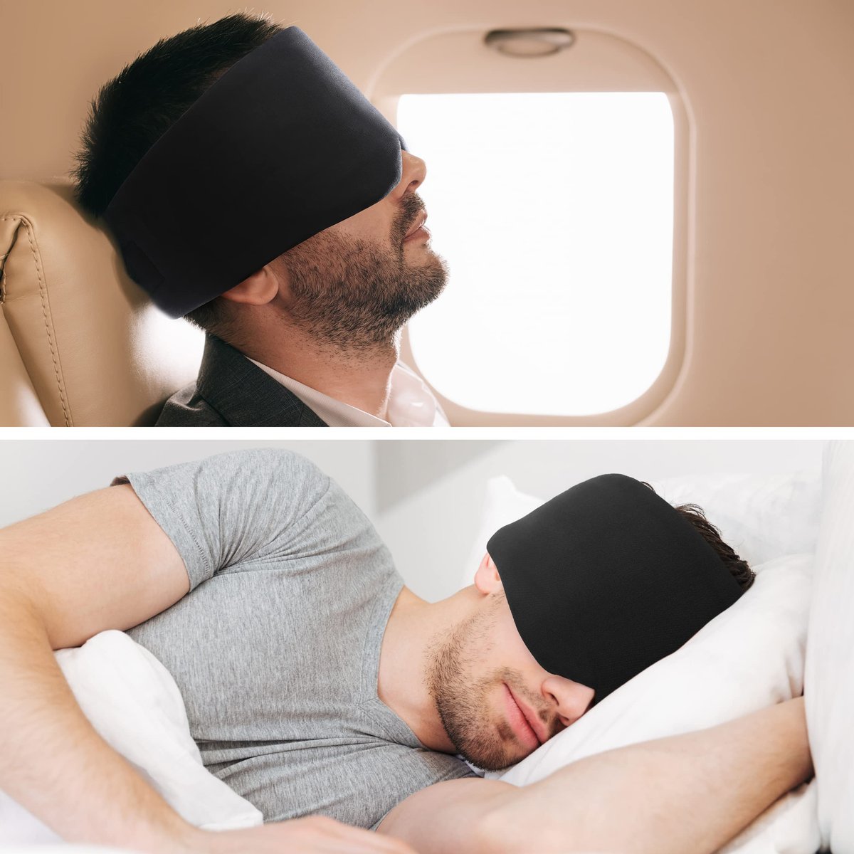 FRESHME Schlafmaske Blackout - Handgefertigte Baumwoll-Schlafmaske für Damen und Herren, Augenmaske zum Schlafen mit verstellbarem Klettverschluss, Atmungsaktive Augenabdeckung für Nacht, Nickerchen und Reisen
