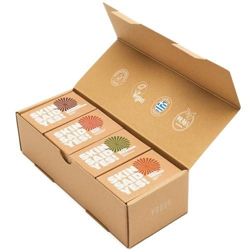 Skin Said Yes Bio Seifenset (8er Pack) - Natürliche Seife aus Griechenland mit Sheabutter, Olivenöl, Lavendel & Sandelholz, Aloe Vera & Gurkenextrakt | Handgemachte Naturseifen