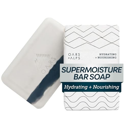 Oars + Alps Peeling- & Feuchtigkeitsspendende Seife für Männer, Tiefenreinigungsseife, Saubere Inhaltsstoffe, Alle Hauttypen, Sheabutter, Kokosöl, 1er-Pack (170 g)
