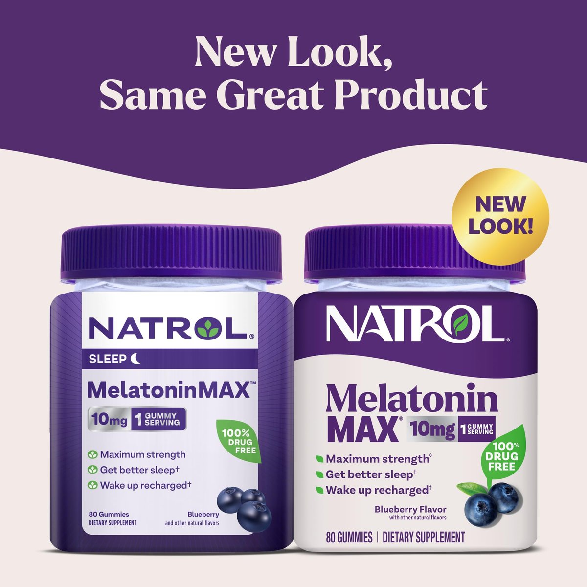 Natrol Melatonin 10mg Schlafhilfe Gummies, 80 Stück MelatoninMax Gummibärchen mit Blaubeergeschmack, 10 mg Melatonin für gelegentliche Schlaflosigkeit, 80-Tage-Vorrat