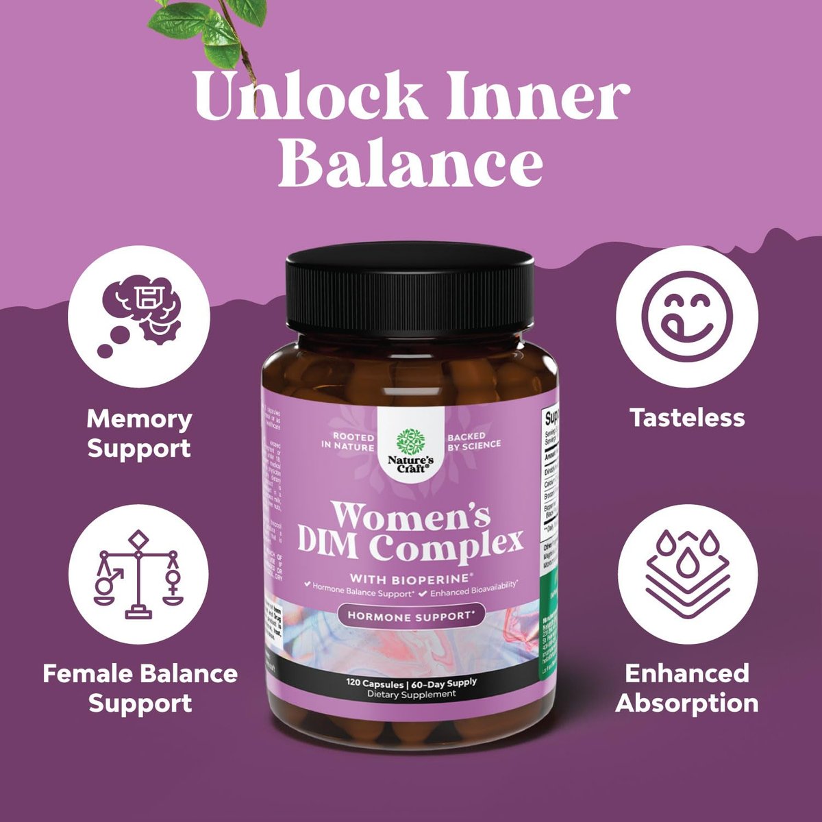 Potentes DIM-Präparat für Frauen – Hormonbalance mit DIM und schwarzem Pfeffer, Wechseljahre & PMS Linderung – Extra stark 300 mg pro Portion – 120 Kapseln