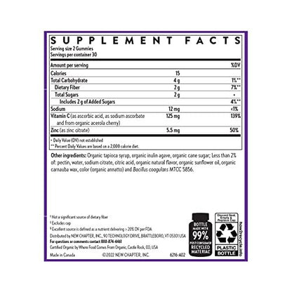 New Chapter Vitamin C+ Gummies – 35% weniger Zucker§, exzellente Vitamin-C-Quelle, zwei Gummis täglich für Immununterstützung mit Acerolakirsche, vegan, nicht-GVO, glutenfrei, Zitrusgeschmack, 60 Stück