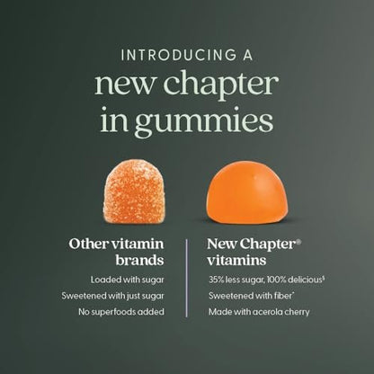 New Chapter Vitamin C+ Gummies – 35% weniger Zucker§, exzellente Vitamin-C-Quelle, zwei Gummis täglich für Immununterstützung mit Acerolakirsche, vegan, nicht-GVO, glutenfrei, Zitrusgeschmack, 60 Stück