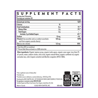 New Chapter Vitamin C+ Gummies – 35% weniger Zucker§, exzellente Vitamin-C-Quelle, zwei Gummis täglich für Immununterstützung mit Acerolakirsche, vegan, nicht-GVO, glutenfrei, Zitrusgeschmack, 60 Stück