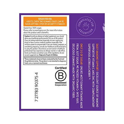 New Chapter Vitamin C+ Gummies – 35% weniger Zucker§, exzellente Vitamin-C-Quelle, zwei Gummis täglich für Immununterstützung mit Acerolakirsche, vegan, nicht-GVO, glutenfrei, Zitrusgeschmack, 60 Stück