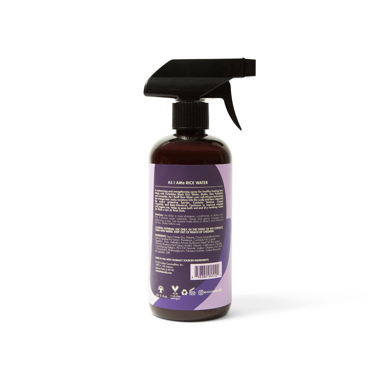 As I Am Hair Spray, Reiswasser 16oz – mit Verbotenem Schwarzem Reis, Sägepalme, Biotin – Saubere, proteinfreie Formel – Geruchslos, vegan & tierversuchsfrei – Für alle Haartypen