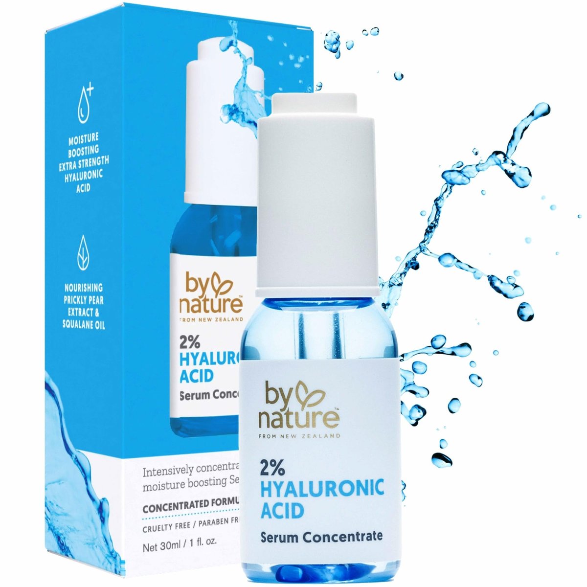 By Nature 2% Hyaluronsäure Serum für Gesicht & Hals – Tiefenhydratation für trockene, fettige & empfindliche Haut – Leichtes Gesichtsserum, 30 ml