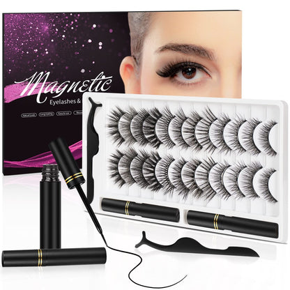 3D Natürliche Magnetische Wimpern mit Eyeliner-Set, Leichte Wimpern für einen natürlichen Look, 12 Paar falsche Wimpern, kein Kleber nötig, wiederverwendbar und einfach anzuwenden (12 Paar)