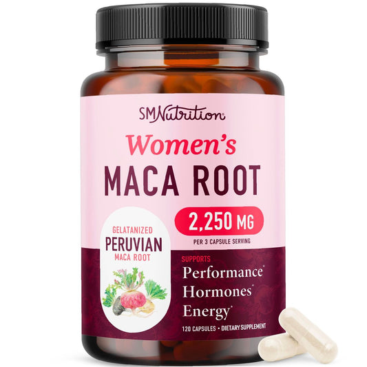 Bio Maca-Wurzel Kapseln für Frauen | Peruanische Maca 2250MG Extra Stärke | Rotes, Schwarzes & Gelbes Wurzelpulver mit Schwarzem Pfeffer | Pflanzliches Nahrungsergänzungsmittel zur Unterstützung von Energie & Hormonhaushalt | 120 Stück