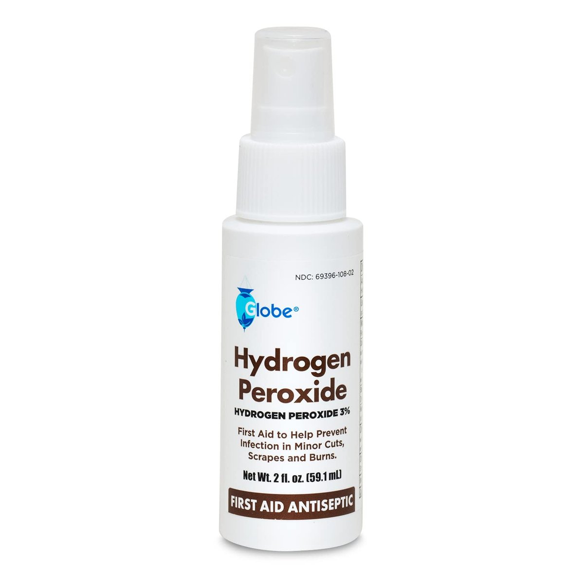 Globe Wasserstoffperoxid 3% Erste-Hilfe Antiseptikum Topische Lösung USP Sprühflasche, 60 ml Praktische Pump-Sprühflasche