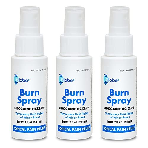 Globe (3er Pack) Brandspray, Lidocain 2% – Topische Anästhetische Schmerzlinderung und Betäubung 2 oz Sprühflasche
