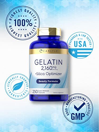 Carlyle Gelatine Kapseln | 2160 mg | 250 Kapseln | mit Silizium-Optimierer | Nicht-GVO & glutenfrei