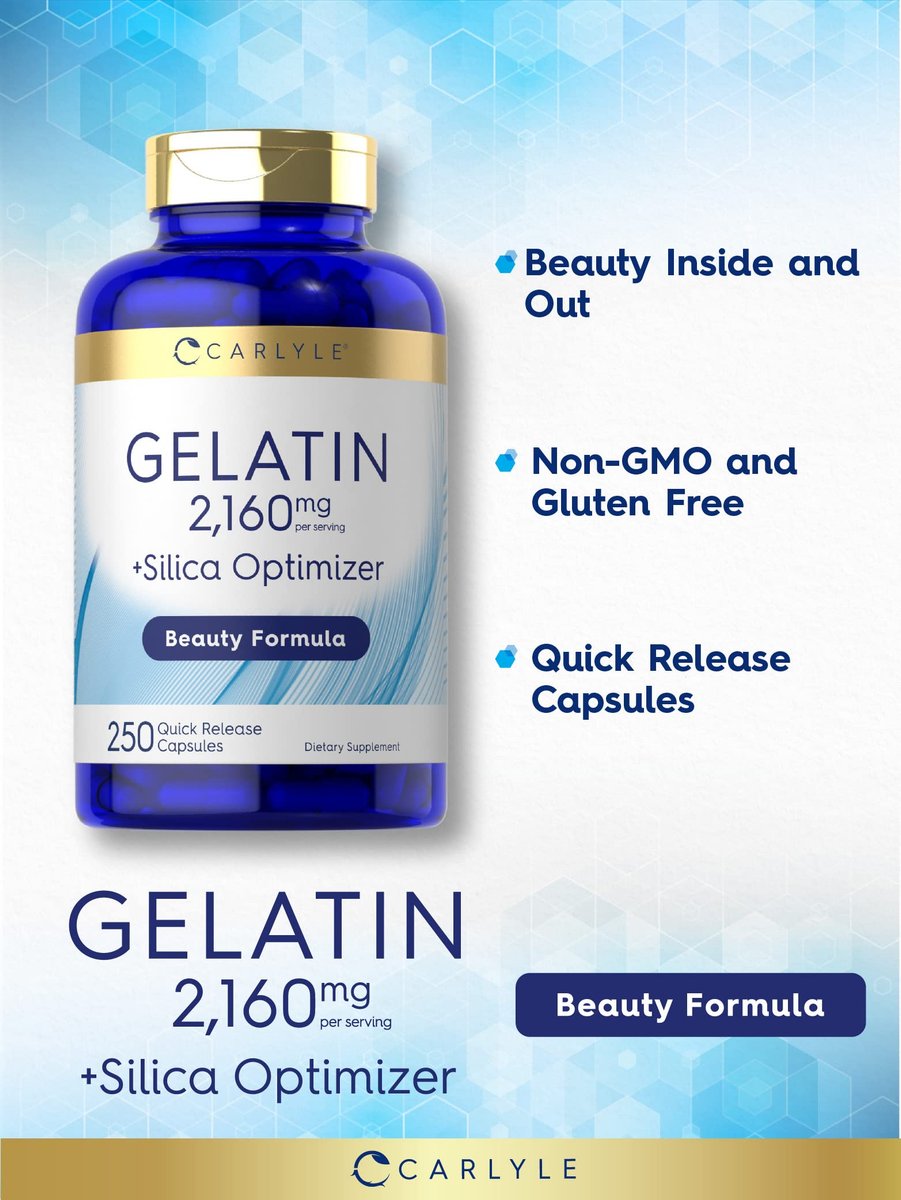 Carlyle Gelatine Kapseln | 2160 mg | 250 Kapseln | mit Silizium-Optimierer | Nicht-GVO & glutenfrei