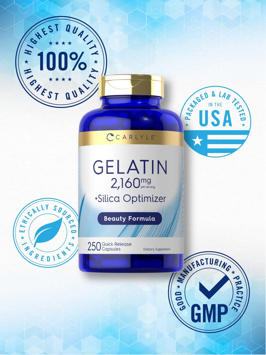Carlyle Gelatine Kapseln | 2160 mg | 250 Kapseln | mit Silizium-Optimierer | Nicht-GVO & glutenfrei