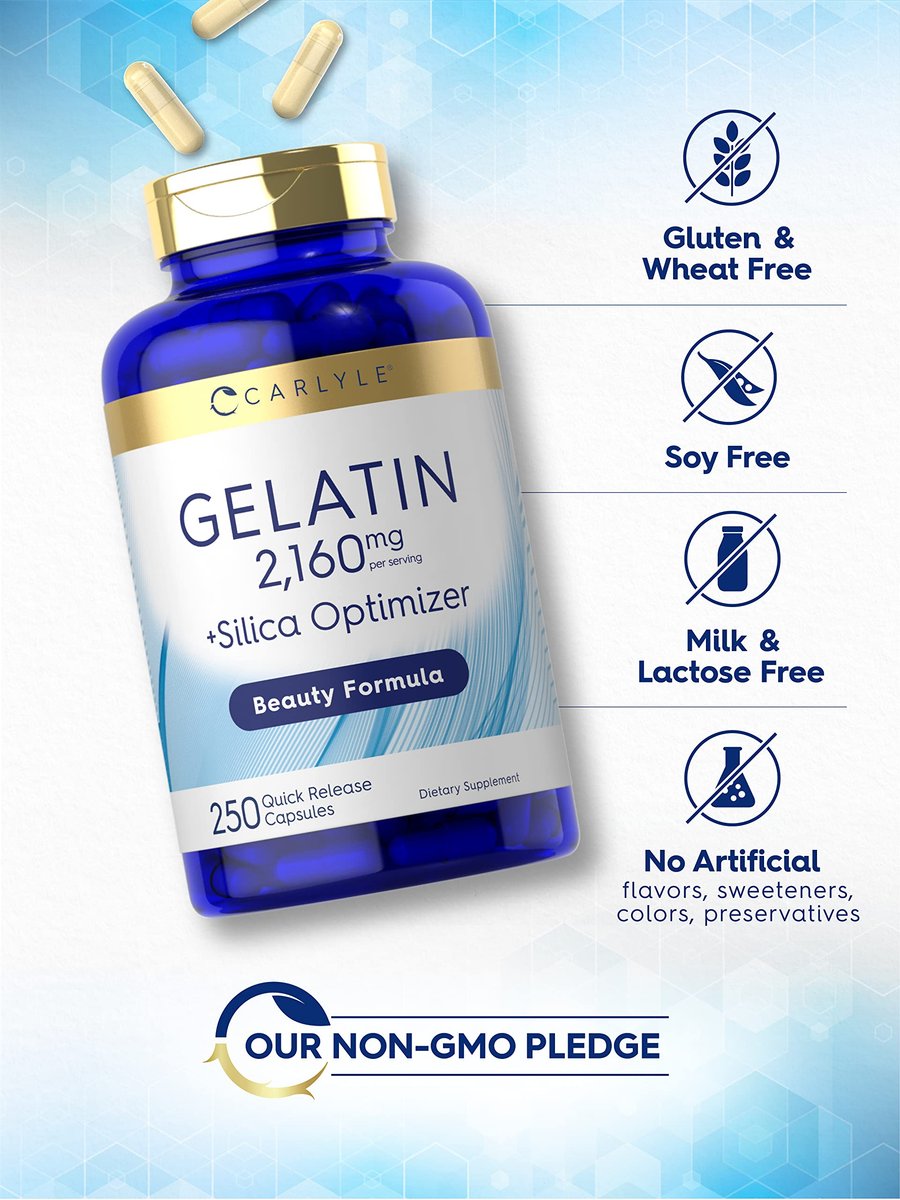 Carlyle Gelatine Kapseln | 2160 mg | 250 Kapseln | mit Silizium-Optimierer | Nicht-GVO & glutenfrei