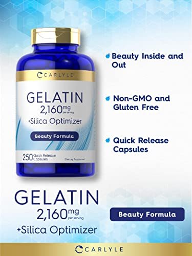 Carlyle Gelatine Kapseln | 2160 mg | 250 Kapseln | mit Silizium-Optimierer | Nicht-GVO & glutenfrei