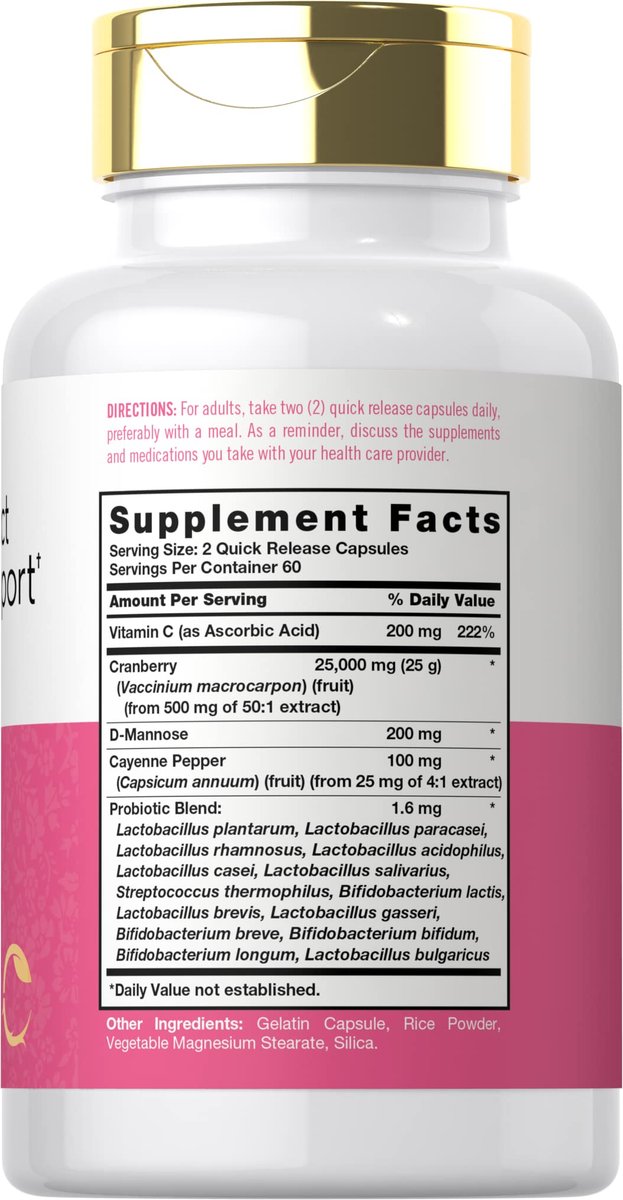 Carlyle Harnwegsgesundheit für Frauen – 120 Kapseln mit D-Mannose, Cranberry-Komplex & Probiotika – Non-GMO, Glutenfrei