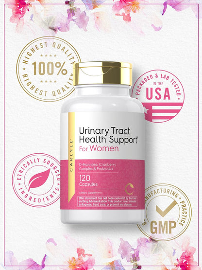 Carlyle Harnwegsgesundheit für Frauen – 120 Kapseln mit D-Mannose, Cranberry-Komplex & Probiotika – Non-GMO, Glutenfrei