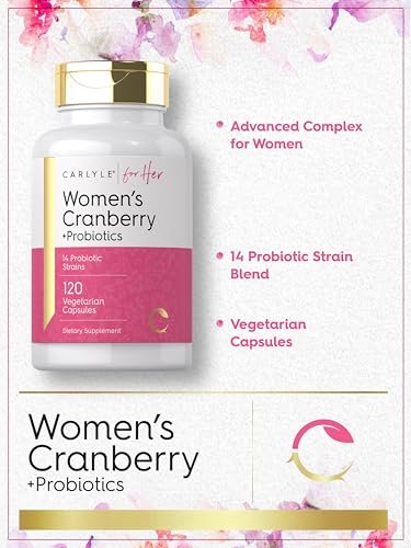 Carlyle Cranberry Plus Probiotika für Frauen | 120 Kapseln | Mit 14 probiotischen Stämmen | Vegetarisch, Nicht-GVO, Glutenfrei