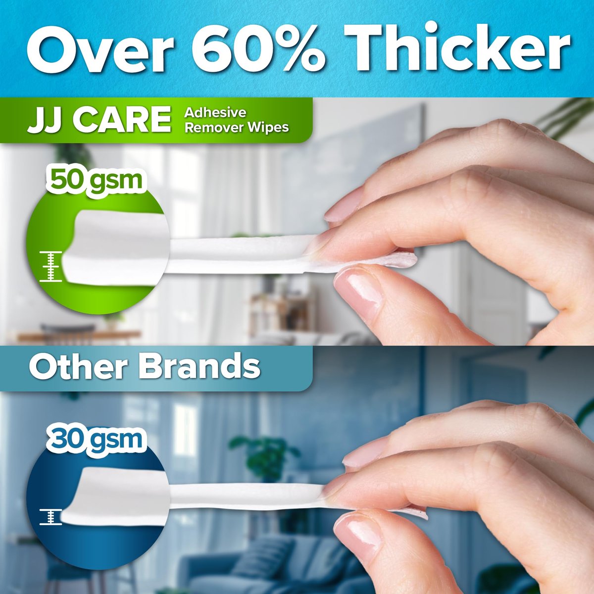 JJ CARE Kleberentferner-Tücher (50 Stück) 5,6 x 6,5 cm, hautfreundlich, medizinisch, für sensible Haut – einzeln verpackt