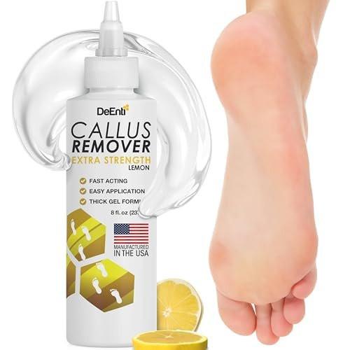 DeEnti Hornhautentferner für Füße, Extra starkes Fuß-Hornhautentfernungs-Gel, 8 oz, Salonqualität für trockene Haut, rissige Fersen, professionelle Fußpflege, Zitrone