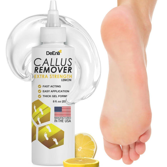 DeEnti Hornhautentferner für Füße, Extra starkes Fuß-Hornhautentfernungs-Gel, 8 oz, Salonqualität für trockene Haut, rissige Fersen, professionelle Fußpflege, Zitrone