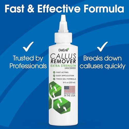 DeEnti Hornhautentferner für die Füße, Extra starkes Fuß-Hornhautentferner-Gel, 240 ml, professionelle Pediküre-Produkte für trockene Haut, rissige Fersen, unscented
