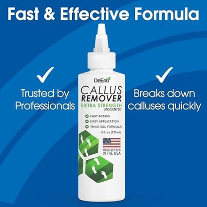 DeEnti Hornhautentferner für die Füße, Extra starkes Fuß-Hornhautentferner-Gel, 240 ml, professionelle Pediküre-Produkte für trockene Haut, rissige Fersen, unscented