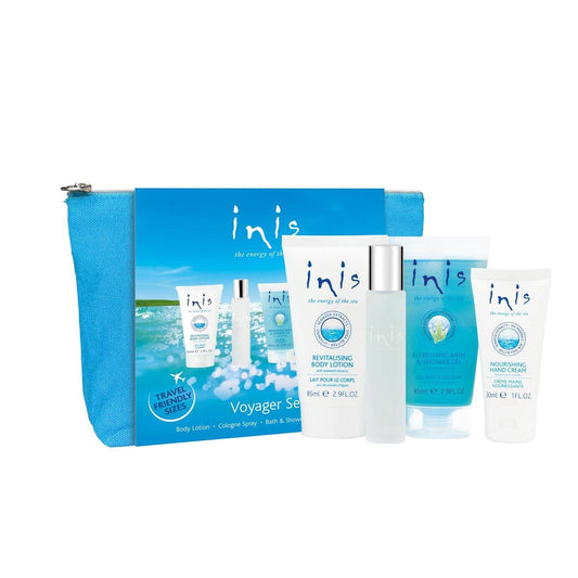 Inis the Energy of the Sea - Voyager Geschenkset für Damen und Herren, Reisegröße mit Mini Cologne, Duschbad, Körperlotion und Handcreme, sauberer, ozeanfrischer Unisex-Duft